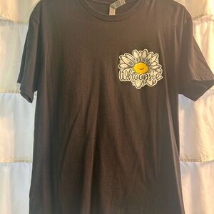 Black T-Shirt with Daisy Graphic